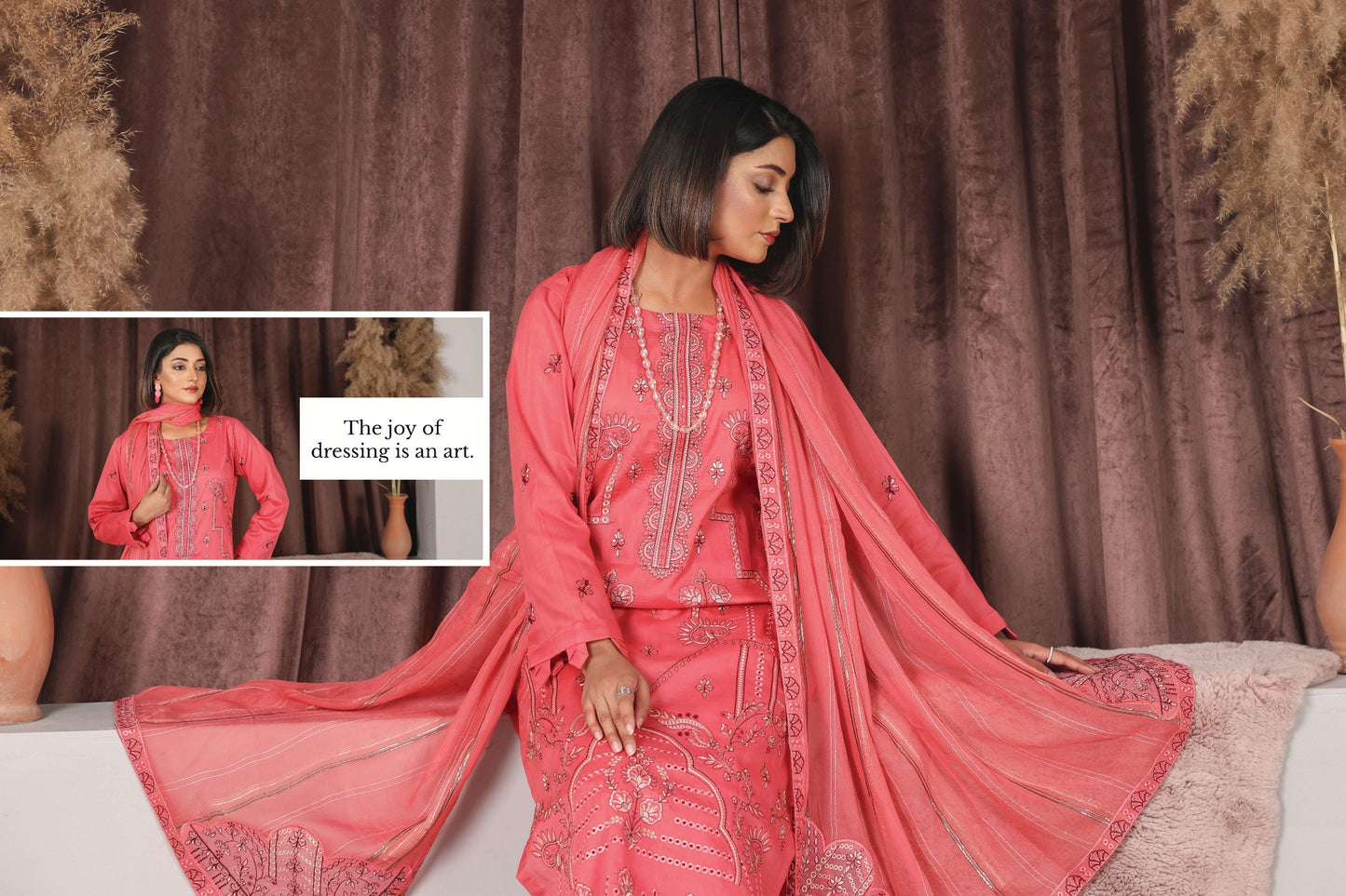 Chashni by Faria – Blushing Rose | Embroidered Lawn 3-Piece Suit