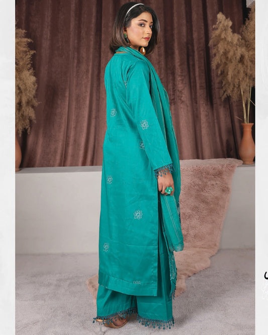 Chashni by Faria – Emerald Tide | Embroidered Lawn 3-Piece Suit