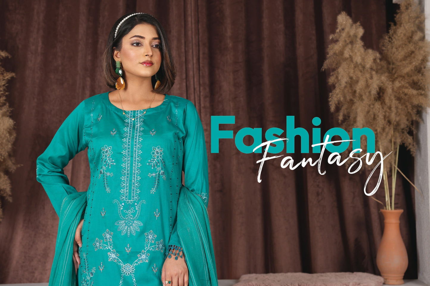 Chashni by Faria – Emerald Tide | Embroidered Lawn 3-Piece Suit