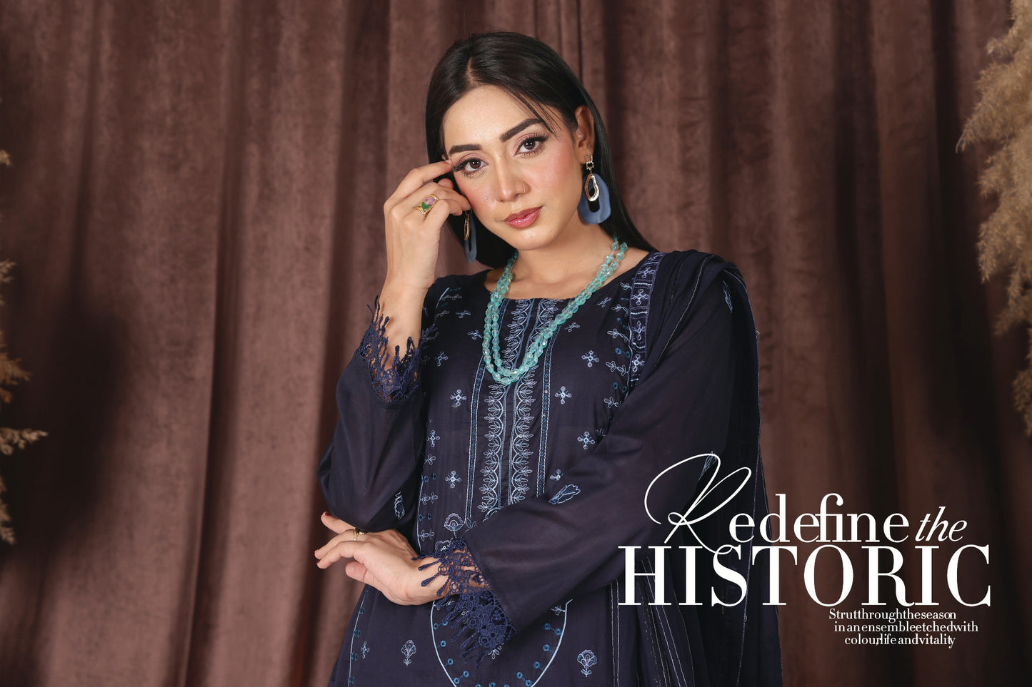 Chashni by Faria – Midnight Indigo | Embroidered Lawn 3-Piece Suit
