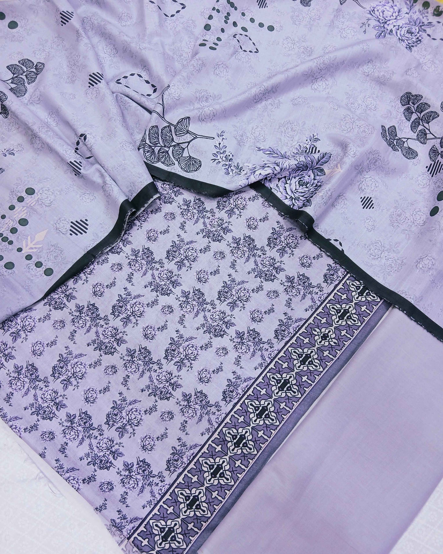 Digital 3PC Slub Lawn Suit
