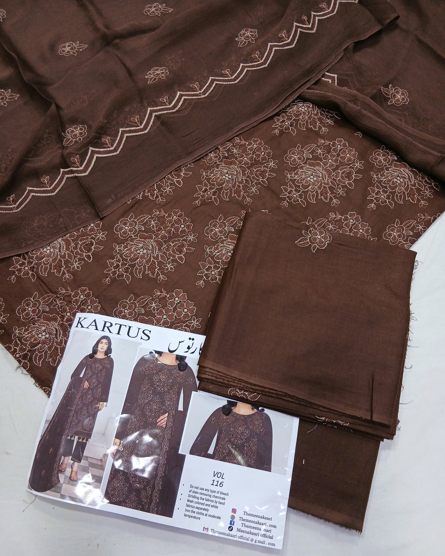 Premium Embroidered Lawn Suit | Embroidered Bamber Chiffon Dupatta - Nagina Cotton Emporium