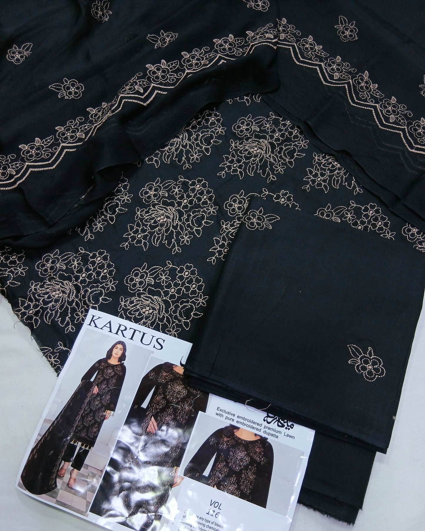 Premium Embroidered Lawn Suit | Embroidered Bamber Chiffon Dupatta - Nagina Cotton Emporium