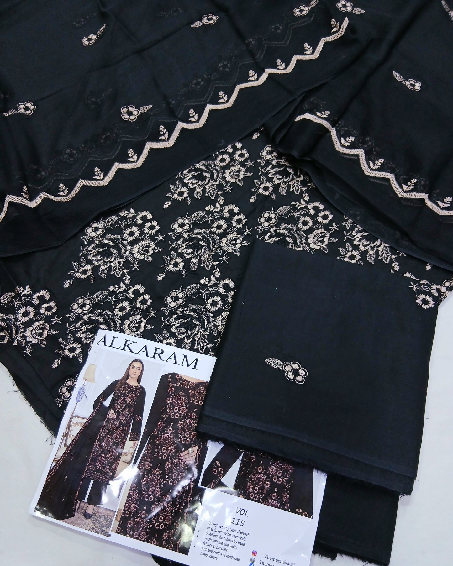 Premium Embroidered Lawn Suit | Embroidered Bamber Chiffon Dupatta - Nagina Cotton Emporium