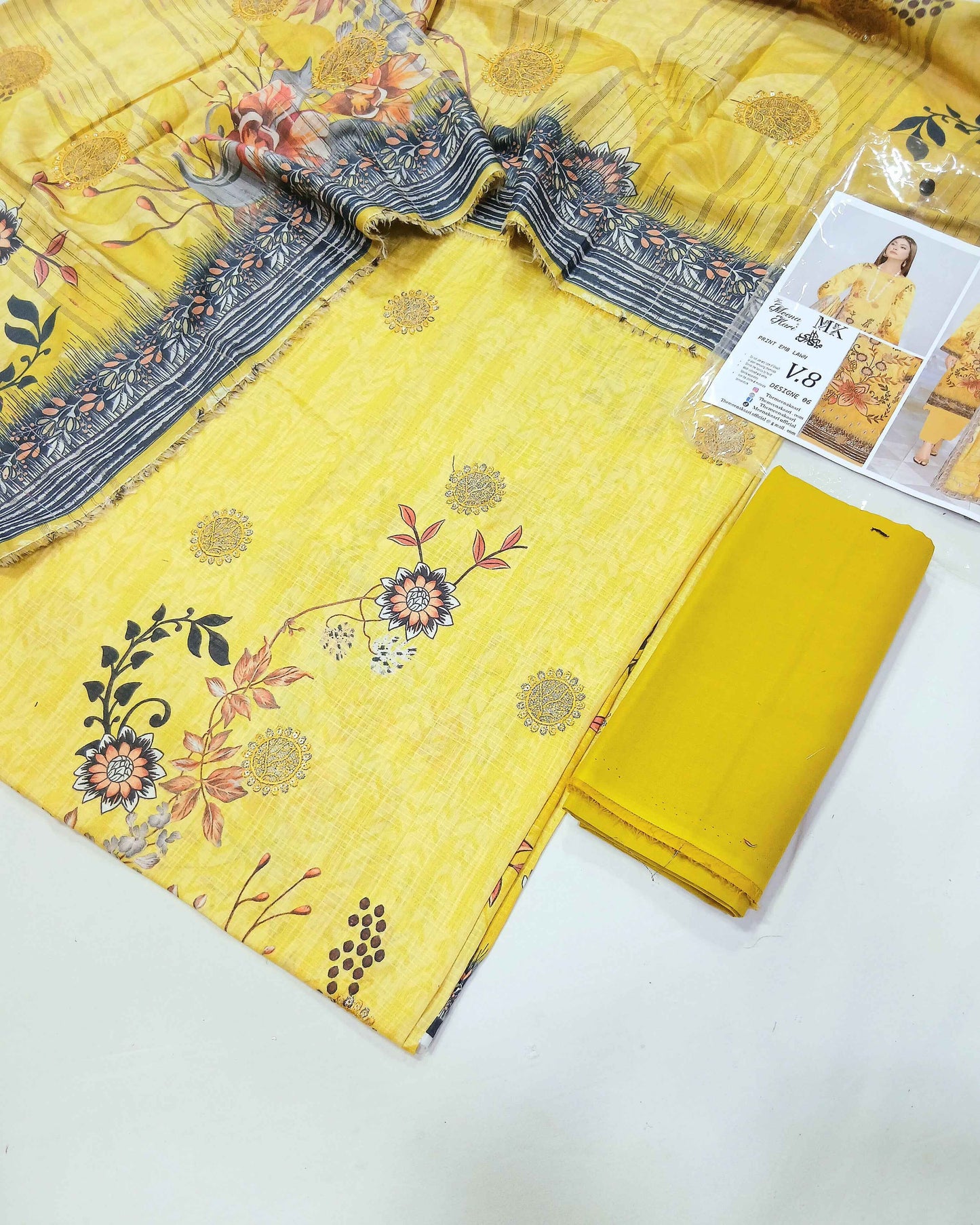 Digital Printed Embroidered Bana Dora Lawn | 3piece