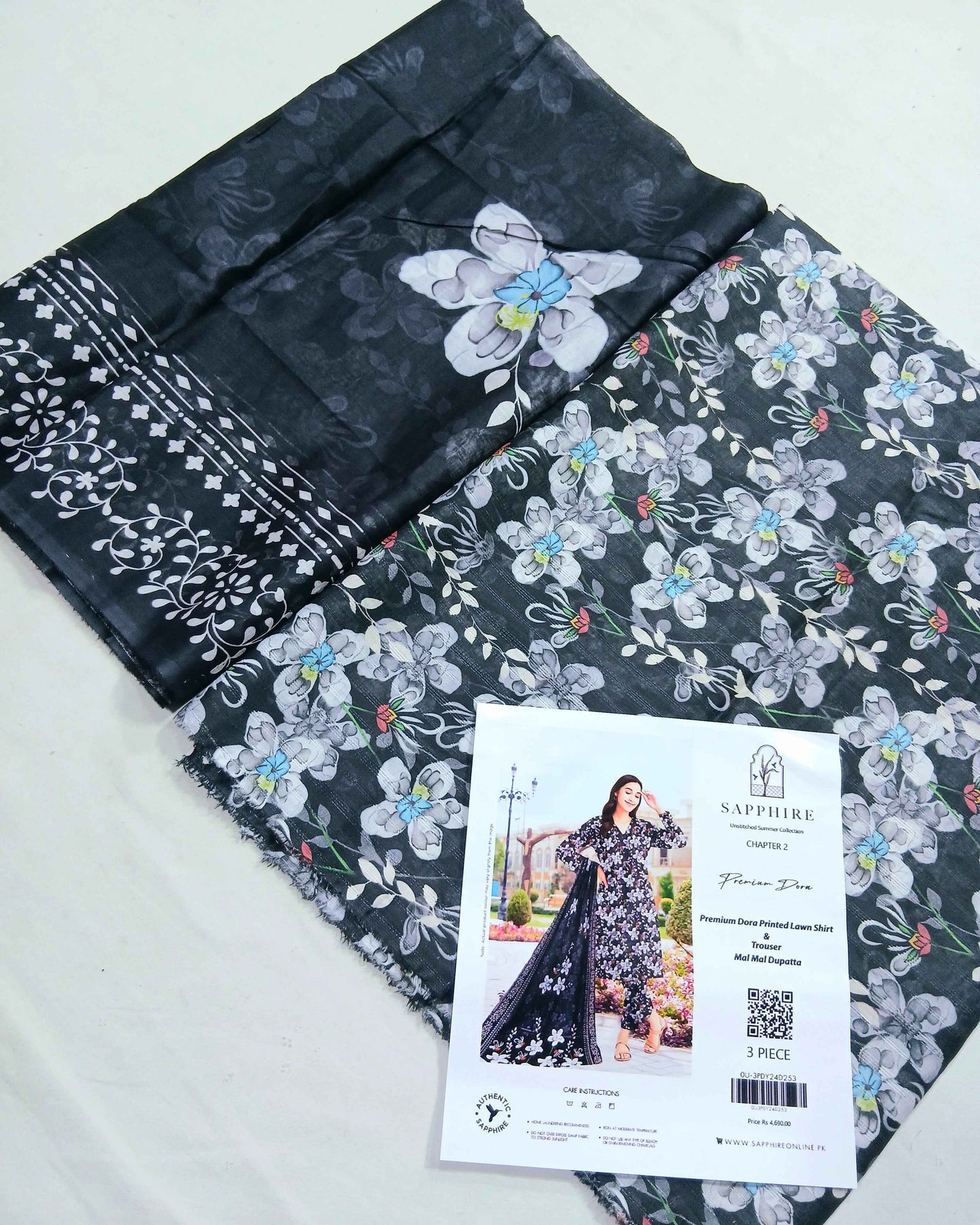 3pc Digital Printed Doria Lawn Voil Dupatta
