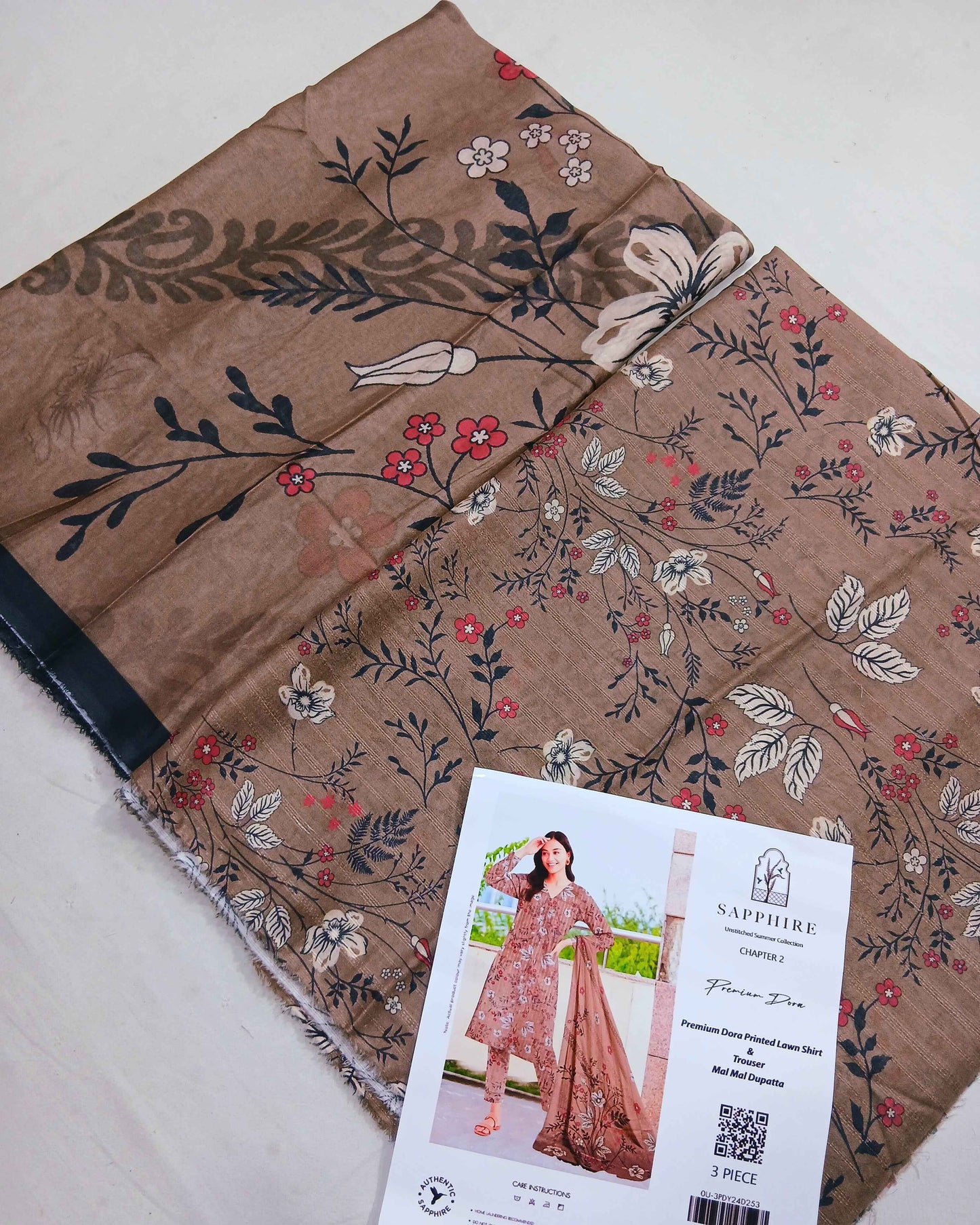 3pc Digital Printed Doria Lawn Voil Dupatta