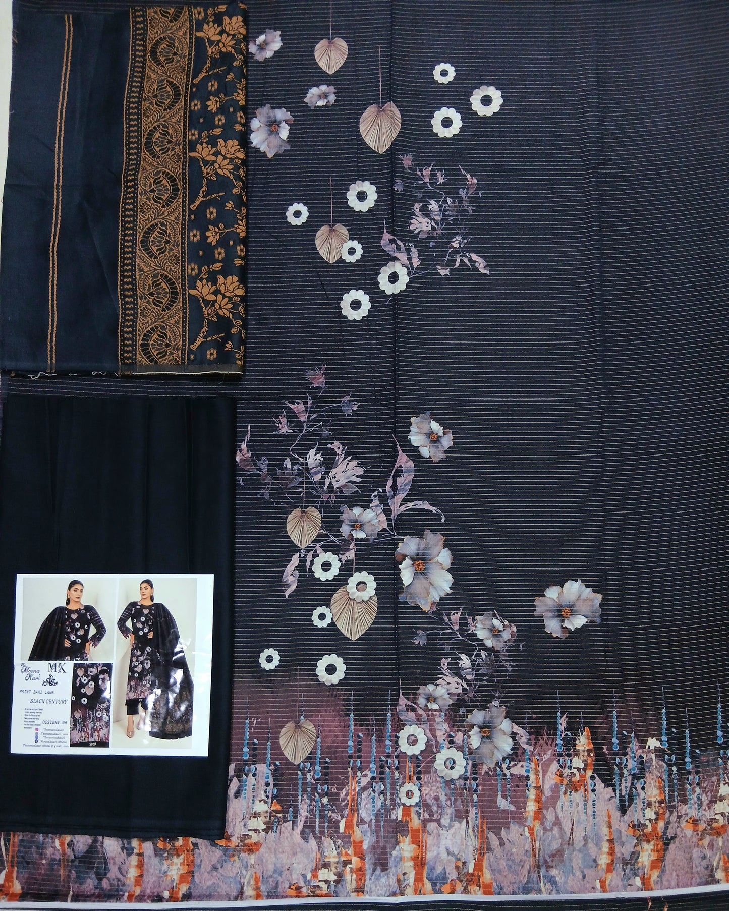 Digital Printed Maisoori Lawn 3Pc with Jacquard Voil Dupatta - Nagina Cotton Emporium
