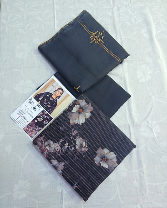 3D Printed Lawn Suit | Embroidered Voil Dupatta | Unstitched - Nagina Cotton Emporium