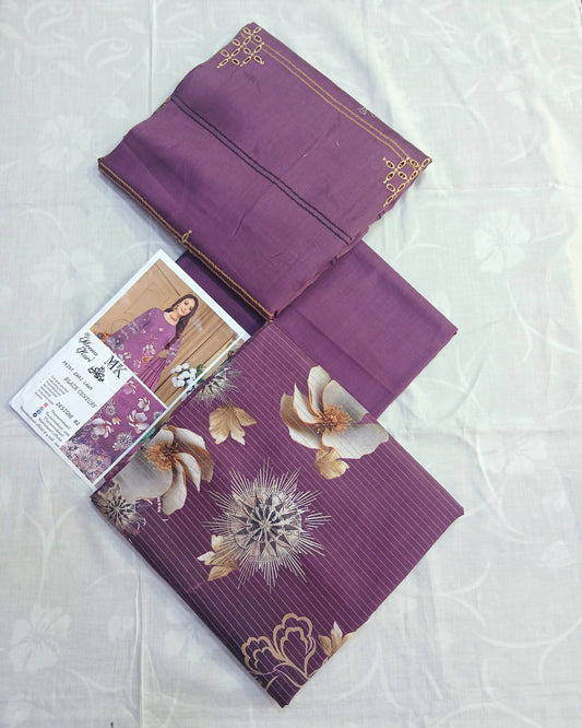 3D Printed Lawn Suit | Embroidered Voil Dupatta | Unstitched - Nagina Cotton Emporium