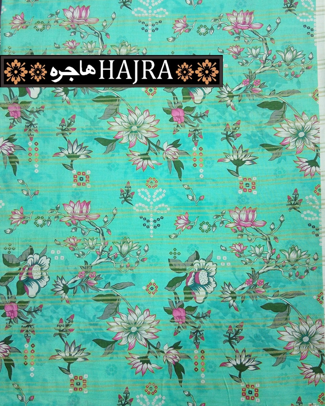 Hajra Exclusive Green Zari Lawn – 2pc Single Print