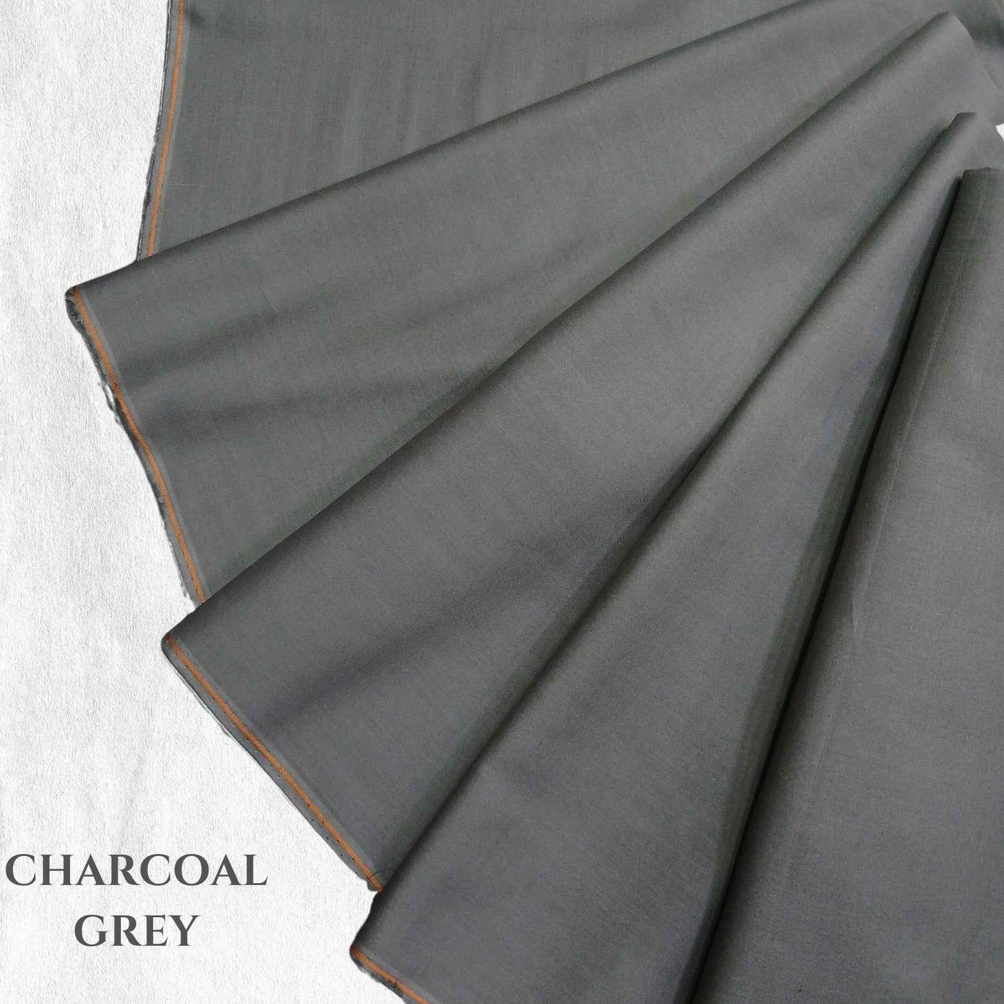 Premium Plain Dyed Lawn Fabric | Charcoal Grey