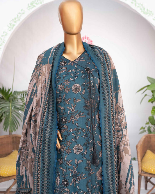 Mehak Khaddar 3Piece Suit – Deep Teal Floral Print