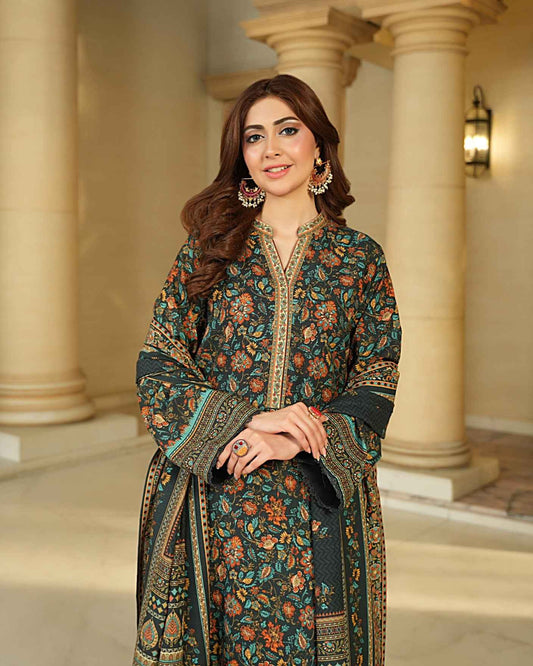 Salina Khaddar 3PC Suit – Black Multi-Floral Print