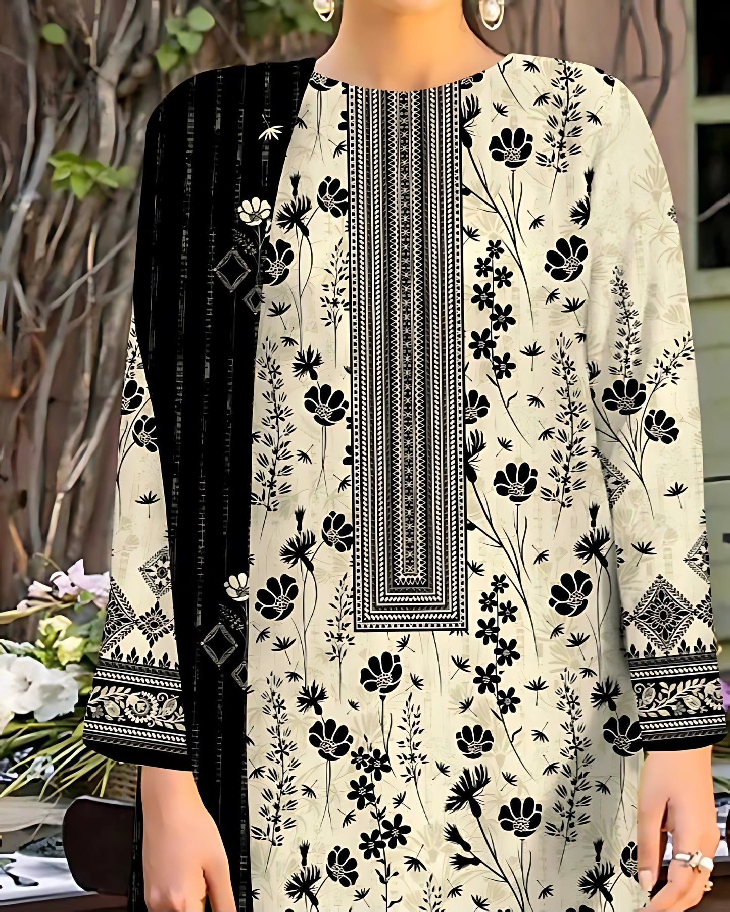 Kashish Classic Printed Cotton 3-Piece Suit | Al-Hamra Textiles - Nagina Cotton Emporium