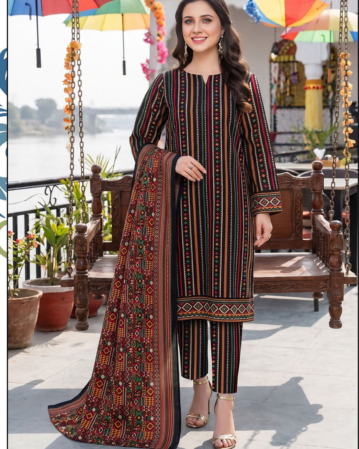 Designer Linen 3pc by Al-Hamra Textiles - D.301A