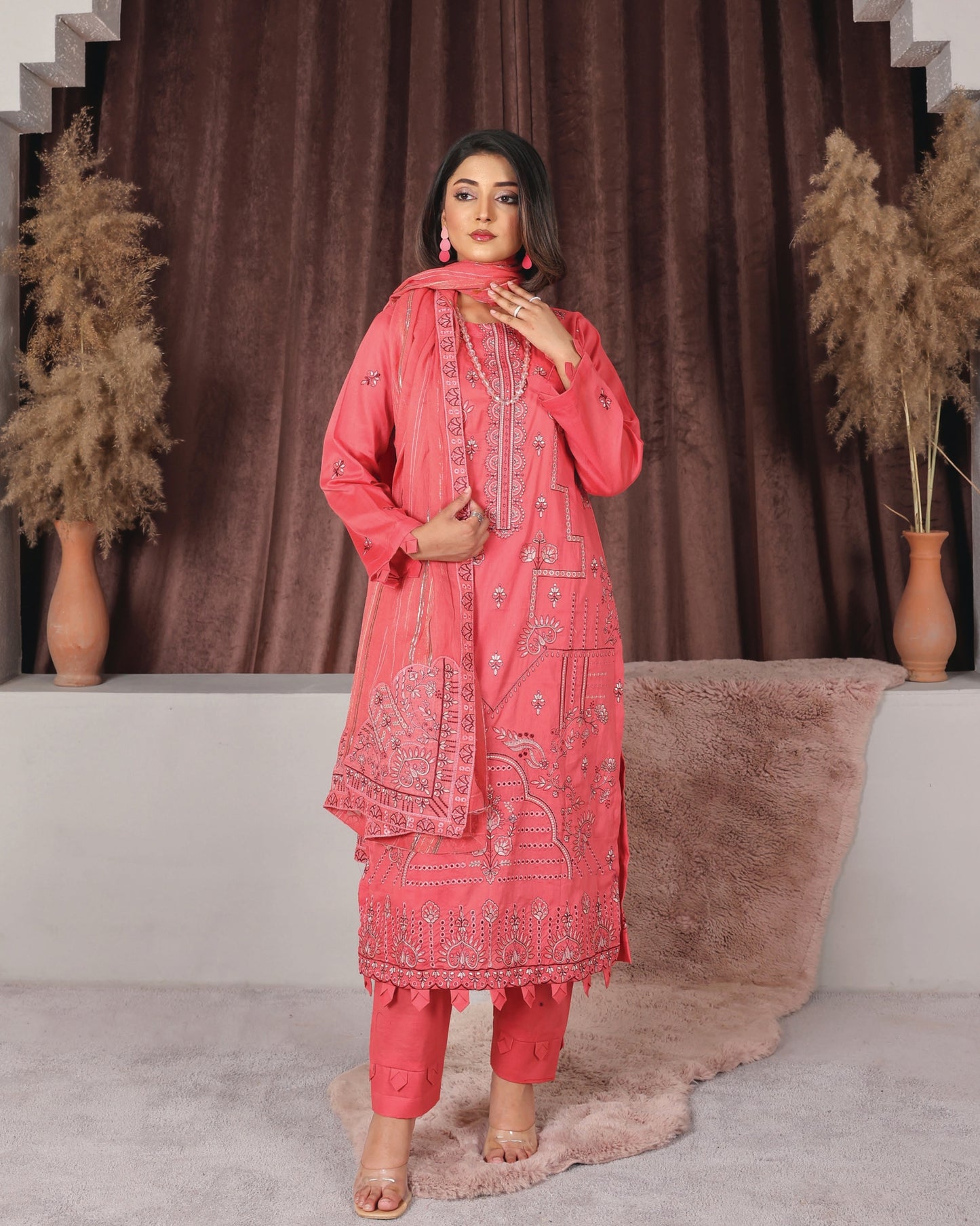 Chashni by Faria – Blushing Rose | Embroidered Lawn 3-Piece Suit