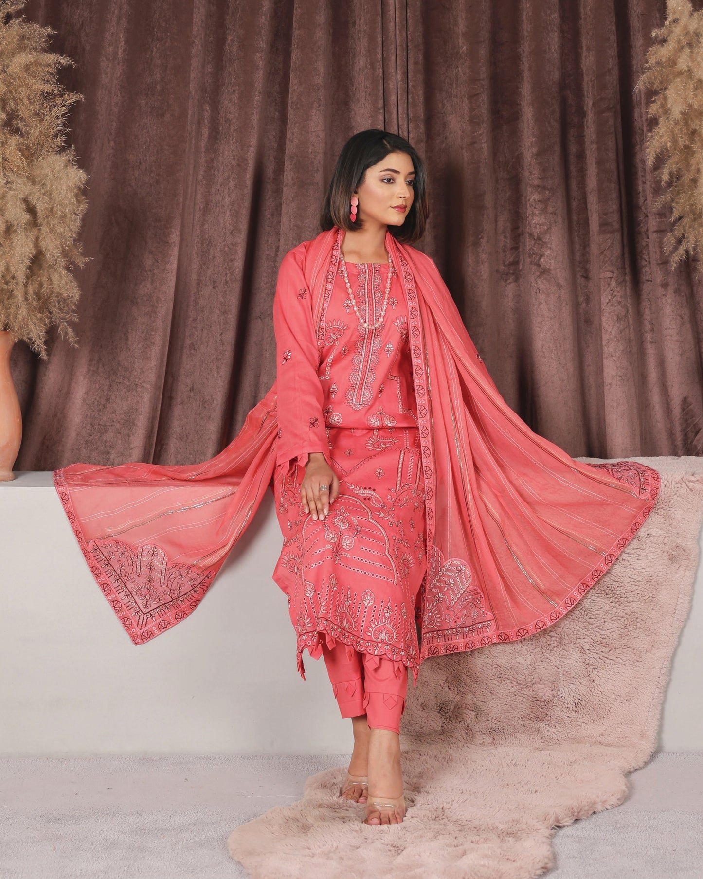 Chashni by Faria – Blushing Rose | Embroidered Lawn 3-Piece Suit