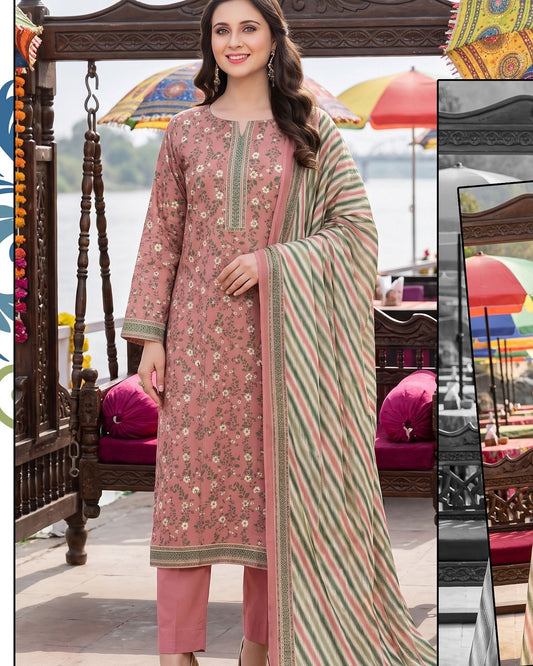 Designer Linen 3pc by Al-Hamra Textiles - D.302A
