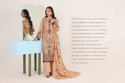 Faria Eid Ki Khushiyan Collection – Golden Sand 3-Piece Embroidered Lawn Suit