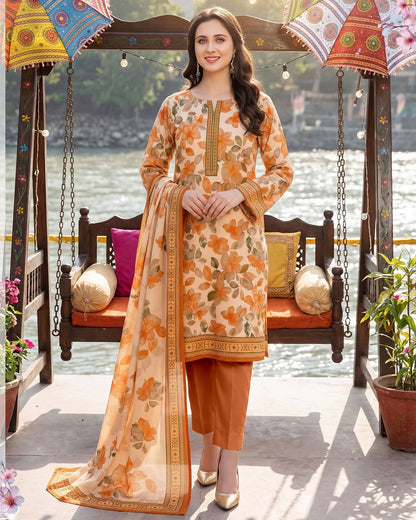 Designer Linen 3pc by Al-Hamra Textiles - D.304A