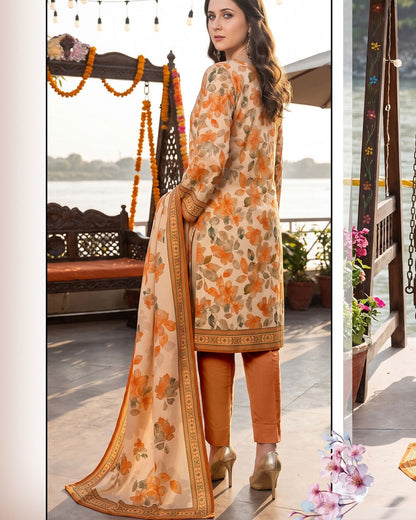 Designer Linen 3pc by Al-Hamra Textiles - D.304A