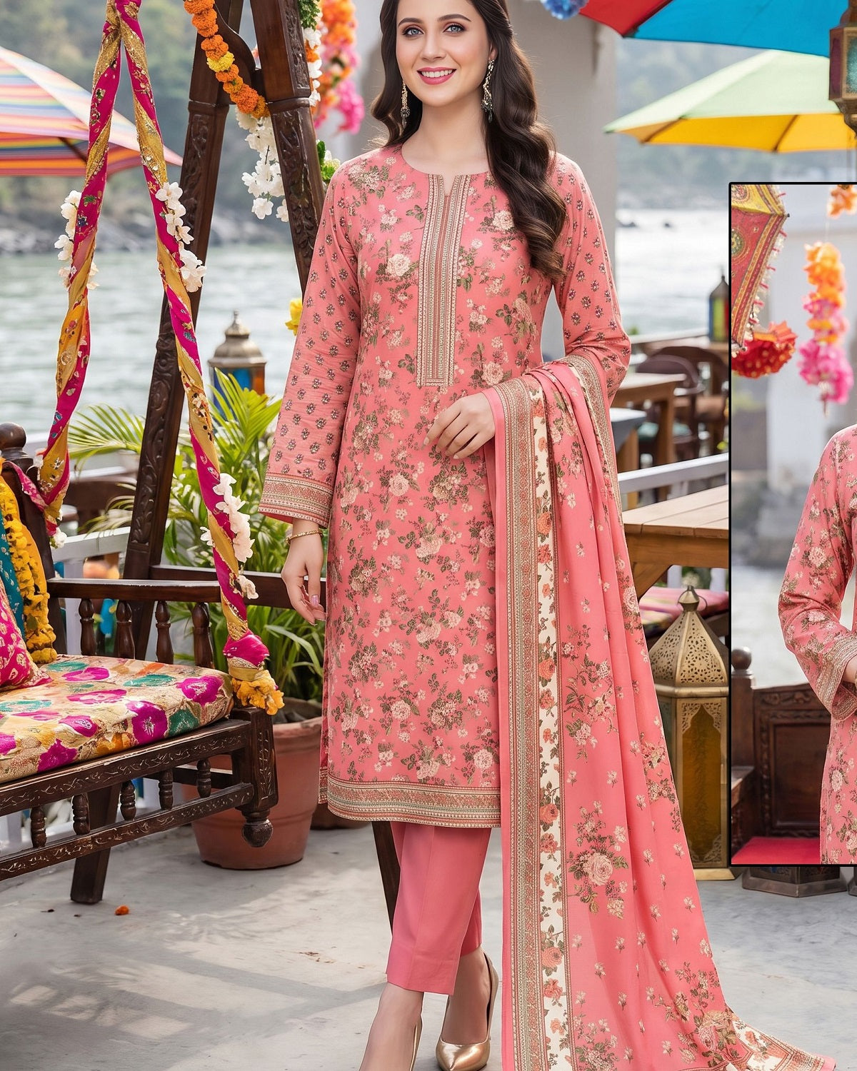 Designer Linen 3pc by Al-Hamra Textiles - D.305A