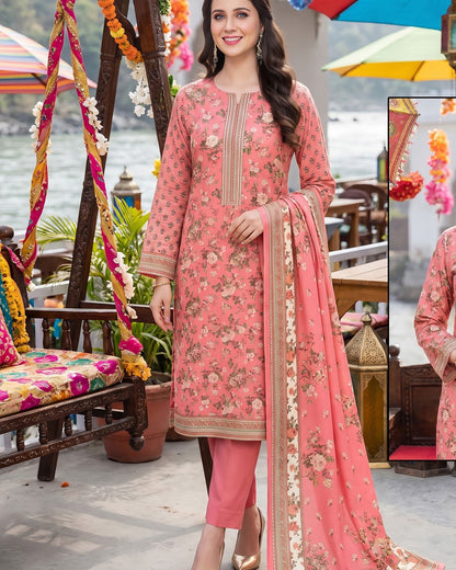 Designer Linen 3pc by Al-Hamra Textiles - D.305A