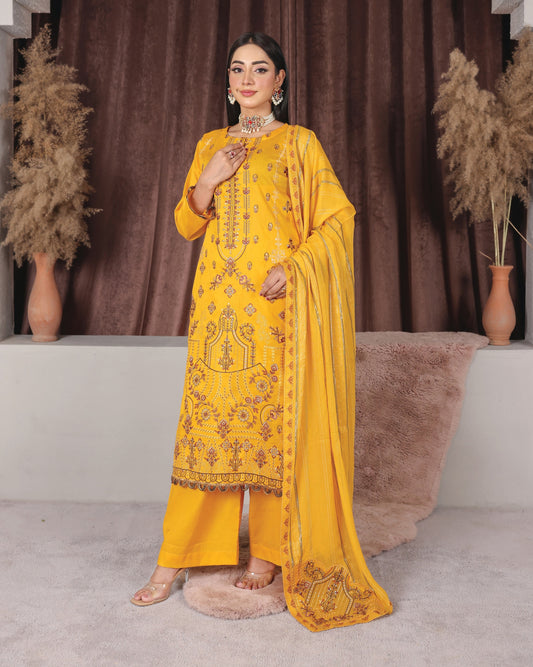 Chashni by Faria – Saffron Glow | Embroidered Lawn 3-Piece Suit