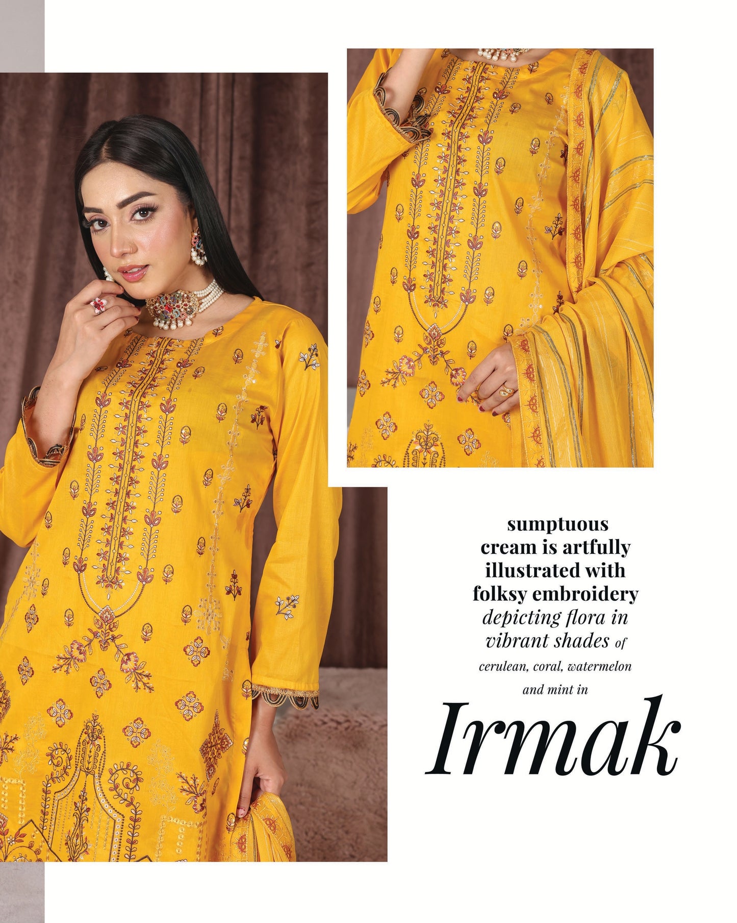 Chashni by Faria – Saffron Glow | Embroidered Lawn 3-Piece Suit