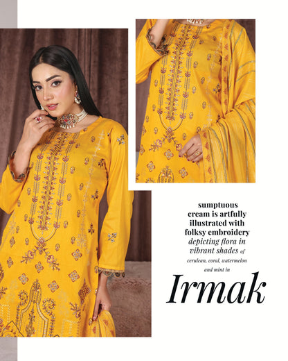 Chashni by Faria – Saffron Glow | Embroidered Lawn 3-Piece Suit