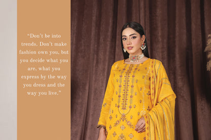 Chashni by Faria – Saffron Glow | Embroidered Lawn 3-Piece Suit