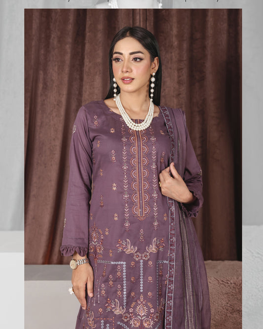 Chashni by Faria – Misty Plum | Embroidered Lawn 3-Piece Suit