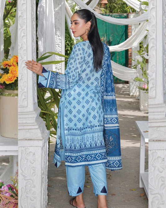Faria Floral Sky Blue Embroidered Lawn Suit - Premium Eid Collection 2026
