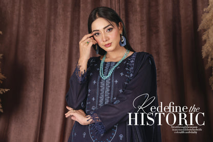 Chashni by Faria – Midnight Indigo | Embroidered Lawn 3-Piece Suit