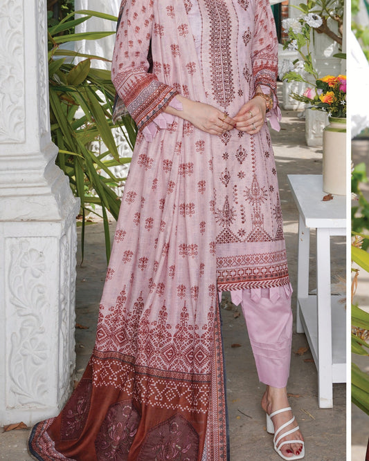 Faria Floral Pink Embroidered Lawn Suit - Premium Eid Collection 2026