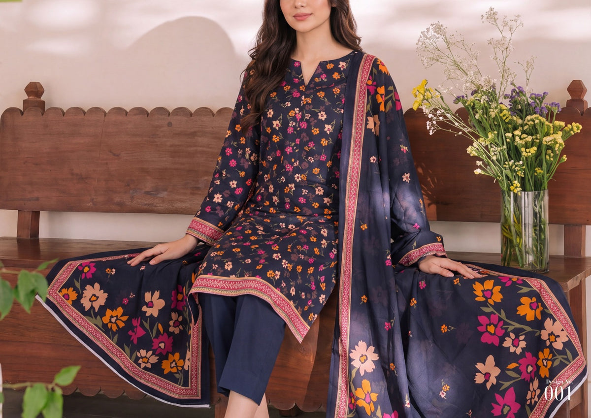 Daman Midsummer Cambric 3pc by VS Textiles | D. 001