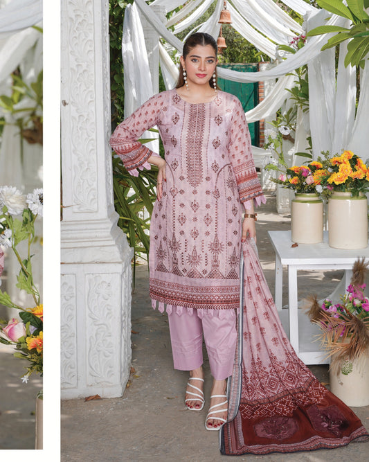 Faria Floral Pink Embroidered Lawn Suit - Premium Eid Collection 2026