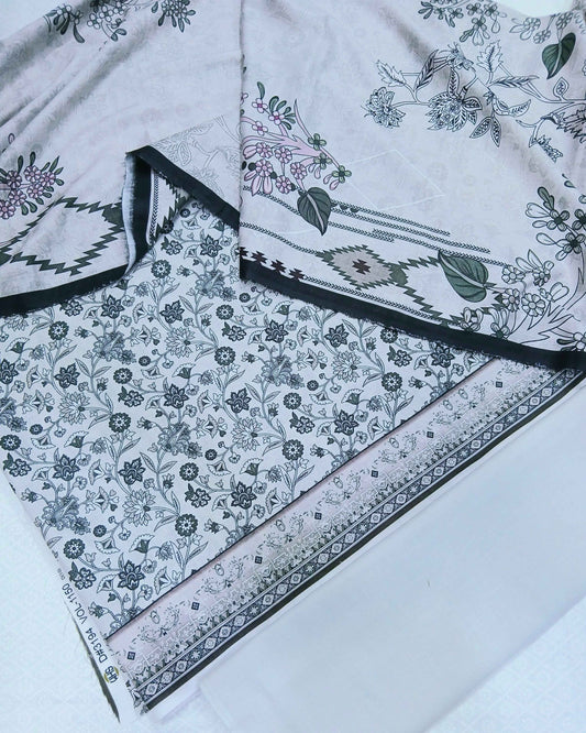 Digital 3PC Slub Lawn Suit