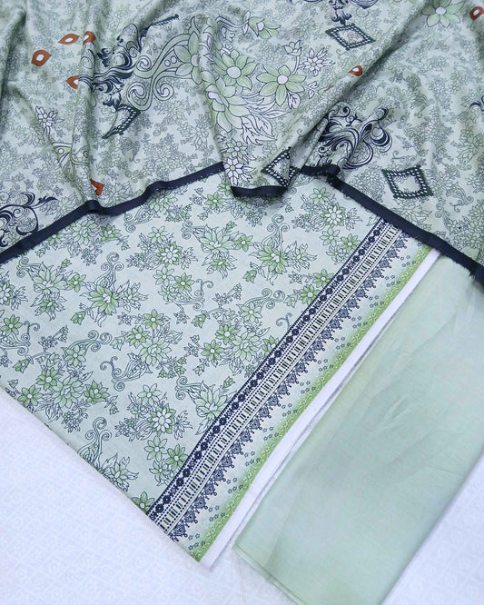 Digital 3PC Slub Lawn Suit