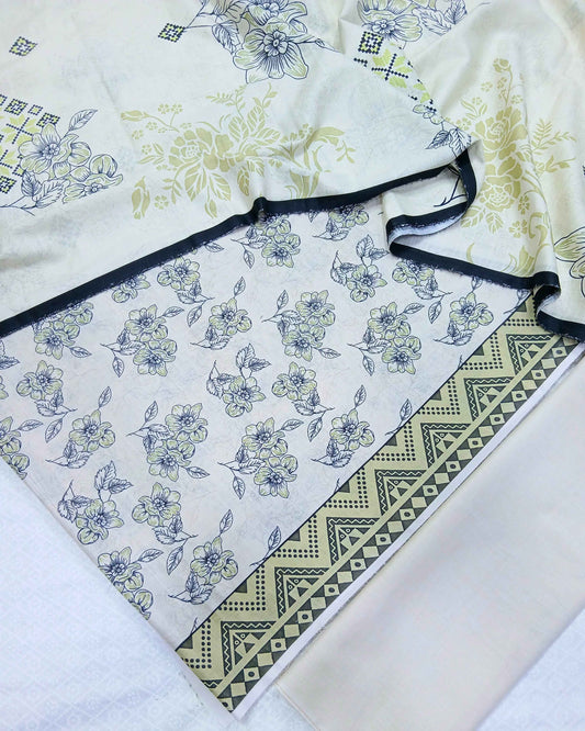 Digital 3PC Slub Lawn Suit