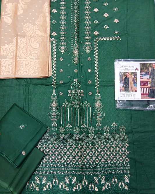 Menakari Embroidered Lawn Suit with Jacquard Dupatta – 3 Piece - Nagina Cotton Emporium