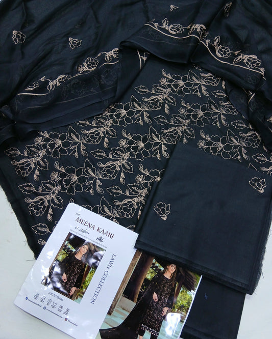 Premium Embroidered Lawn Suit | Embroidered Bamber Chiffon Dupatta - Nagina Cotton Emporium