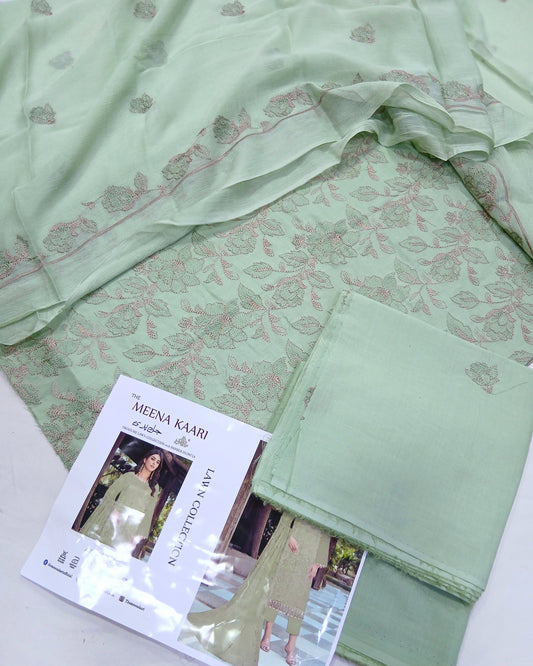 Premium Embroidered Lawn Suit | Embroidered Bamber Chiffon Dupatta - Nagina Cotton Emporium