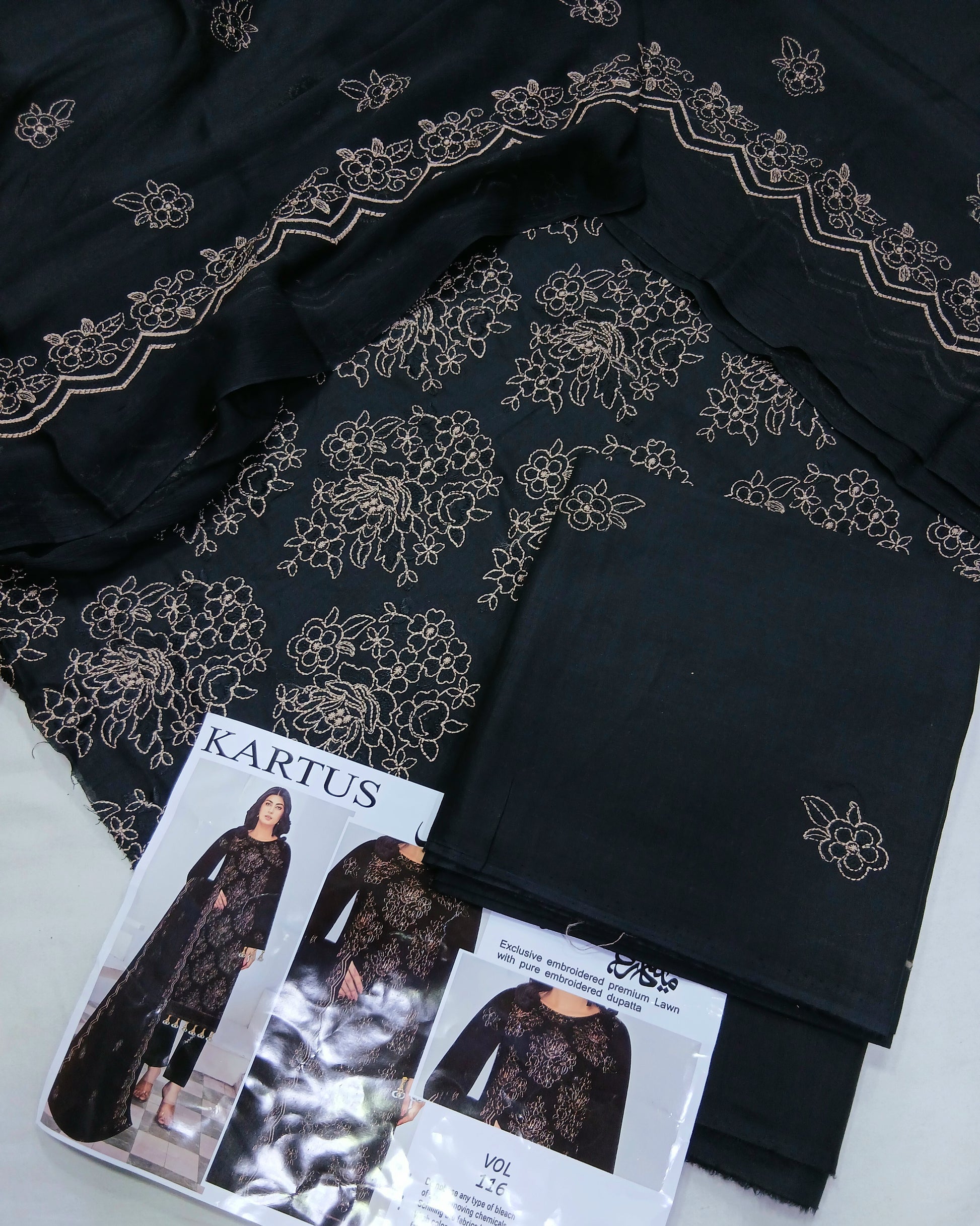 Premium Embroidered Lawn Suit | Embroidered Bamber Chiffon Dupatta - Nagina Cotton Emporium