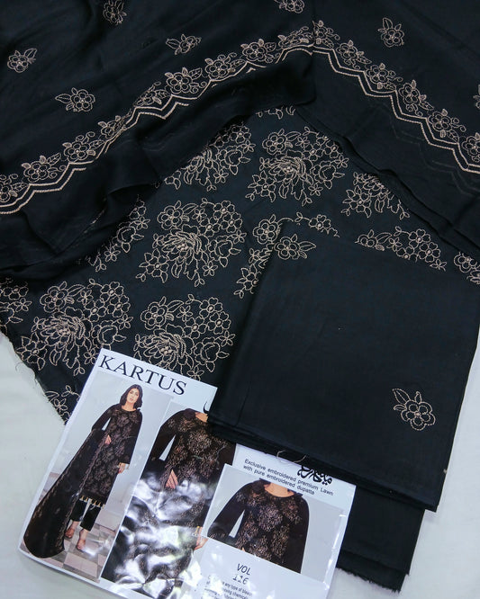 Premium Embroidered Lawn Suit | Embroidered Bamber Chiffon Dupatta - Nagina Cotton Emporium
