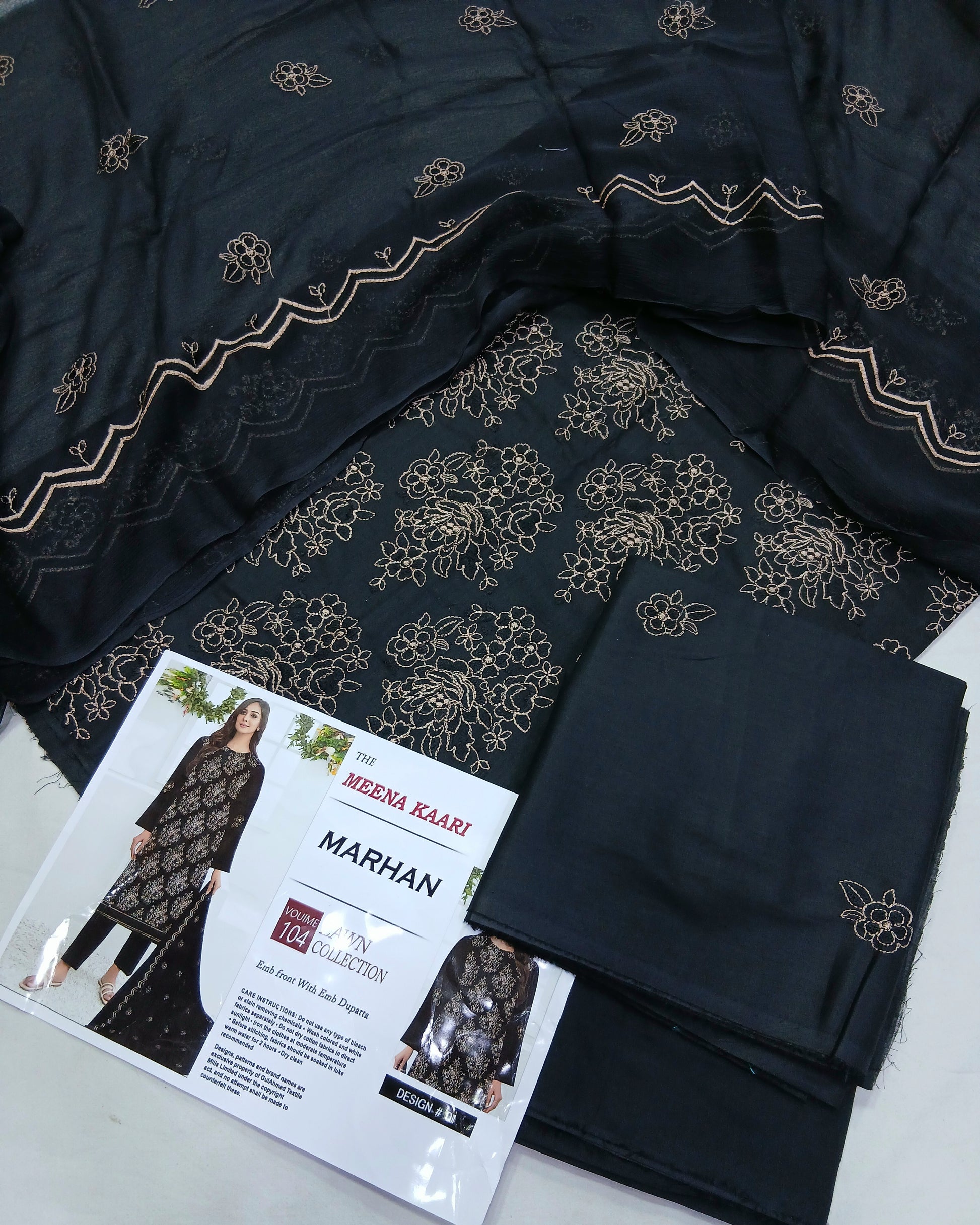 Premium Embroidered Lawn Suit | Embroidered Bamber Chiffon Dupatta - Nagina Cotton Emporium