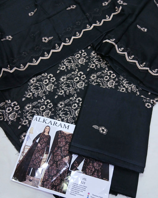 Premium Embroidered Lawn Suit | Embroidered Bamber Chiffon Dupatta - Nagina Cotton Emporium