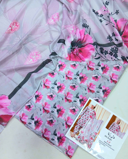 3pc Digital Lawn Coords with Voil Dupatta