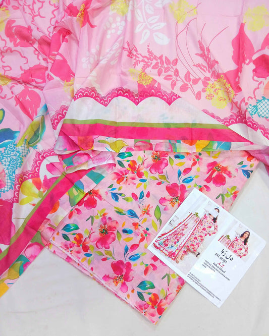 3pc Digital Lawn Coords with Voil Dupatta